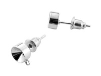 Sztyfty i baranki z silikonowym wypełnieniem / kolor jasny srebrny / 5mm / otwór 0,5mm / 2szt.