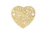 Serce ażurowe / łącznik / 16x17mm / mosiądz / różowy złoty / 1szt