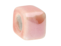 Koraliki ceramiczne / kostka / 12.5x17x19,5mm / kolor morelowy / otwór 9x7mm / 2szt