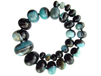 Agat / oponki / sznur stopniowany / 12-30mm / lazurowy, brązowy, czarny / otwór 2mm / 29szt