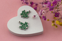 Liść / zawieszka emaliowana / stal chirurgiczna / 13x16mm / srebrny / 1szt