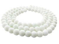 Koraliki szklane powlekane matowe 12mm / kula / biały / otwór 1.6mm / 1 sznur / 70 koralików