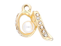 Perła Glamm™ / zawieszka charms / 12 cyrkonii / 20x18x7mm / KC Gold / 1szt