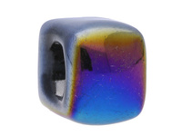 Koraliki ceramiczne / kostka / 12.5x17x19,5mm / grafitowy opalizujący / otwór 9x7mm / 2szt