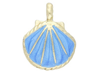 Muszla SweetCharm™ / zawieszka charms / 25x20x4mm / złoty, niebieski / 2szt