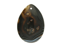 Agat / zawieszka / kropla / 43x30x7mm / czarny, brązowy / 1szt