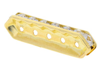 GlitteRing™ / separator / przekładka / 8 cyrkonii / 4x35x9mm / złoty / 5 otworów / 10szt