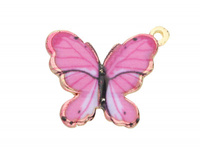 Motyl SweetCharm™ / zawieszka charms / 18x21x2.5mm / KC Gold, różowy / 2szt