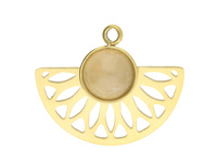 Kwarc różowy / zawieszka / 18x15mm / stal chirurgiczna / złoty / 1szt