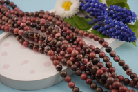 Rodonit różowo czarny / kula / 6mm / sznur / około 60szt