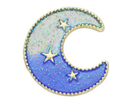 Księżyc, gwiazdy  SweetCharm™ / przekładka / 28x31x7mm / KC Gold, niebieski / uchwyt 5.5mm / 1szt