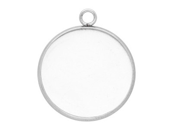 Zawieszka / baza na kaboszon 12mm / stal nierdzewna / 17.5x14x2mm / srebrny / uchwyt 2mm / 2szt