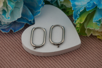 Bigle owalne z podwieszką / stal chirurgiczna / 13x21mm / srebrny/ 2szt