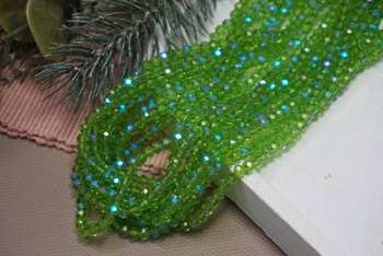 CrystaLove™ / kryształki szklane / rondelle / 3x4mm / Medium Sea Green AB / 110szt