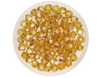 CrystaLove™ / kryształki szklane / bicone / 4mm / bursztynowy AB / 92szt