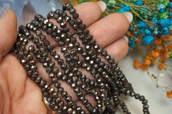 CrystaLove™ / kryształki szklane / rondelle / 3x4mm / grafitowy / lustrzany / 110szt