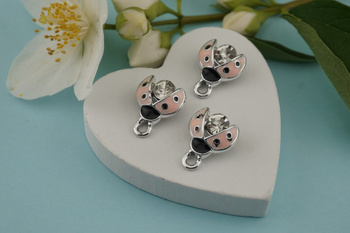 Biedronka różowa / zawieszka / 11,5x15mm / metal / srebrny / 1szt