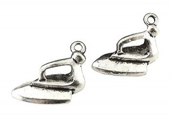 Żelazko, zawieszka charms, ozdobna / kolor srebrny / 23x20x9mm / otwór 2mm / 2szt