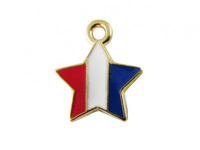 Gwiazda SweetCharm™ / zawieszka charms / 13x12mm / złoty czerw. biały niebieski / ot. 1.5mm / 1szt