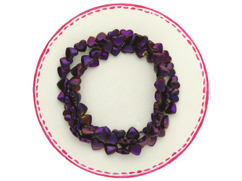 Hematyt / serce / 5.5x6x2mm / fioletowy / sznur, ok.72 szt.