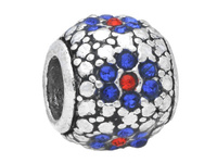 Oponka w kwiaty Glamm™ / przekładka/ 35 cyrkonii / 9x11x11mm/ srebrny, multikolor / ot. 5mm /1szt