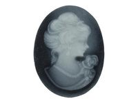 Kamea / kaboszon / owal / 18x25mm / czarno-szary / 4szt