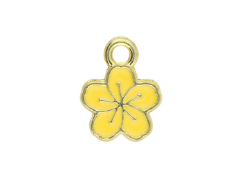 Kwiatek / zawieszka mini / 12x9mm / metal / złoty, żółty / 1szt
