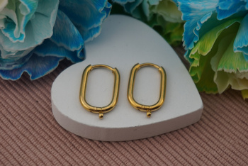 Bigle owalne z podwieszką / stal chirurgiczna / 13x21mm / złoty / 2szt