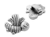 Przekładka ozdobna , na grube rzemienie / posrebrzana / pszczółka / 18mm / otwór 6x3mm / 1szt