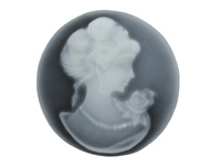 Kamea / kaboszon / okrągły / 20x20mm / czarno-szary / 4szt