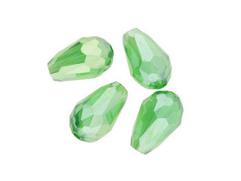 CrystaLove™ / kryształki szklane / kropla / 12x8mm / Green AB / 4szt