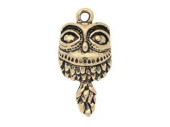Sowa / zawieszka charms / 25x12x5mm / ciemny antyczny złoty / 1szt