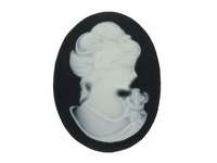 Kamea / kaboszon / owal / 18x25mm / czarno-biały / 4szt