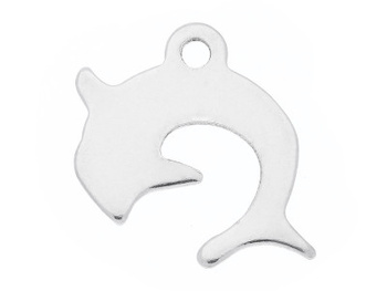 Delfin / stal chiurgiczna / zawieszka charms / 14x15.5x1mm / srebrny / 4szt