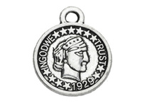 One Dime, moneta / zawieszka charms / 19x15x1.5mm / srebrny / 4szt