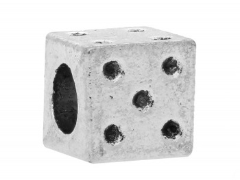 Kostka do gry / przekładka / 8x8x8mm / srebrny / otwór 4.5mm / 4szt