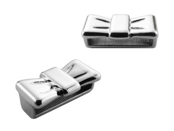 Kokardka, przekładka metalowa / kolor srebrny / 15x8x6mm / otwór 13x3mm