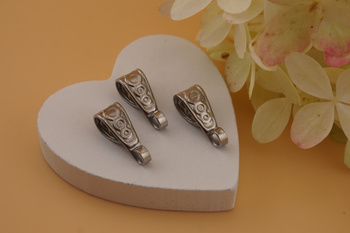 Krawatka ozdobna / stal chirurgiczna / 6x15,5mm otwór 3mm / srebrny / 2szt