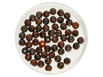 Tygrysie oko / kula fasetowana / bordowy / 4mm / 30szt