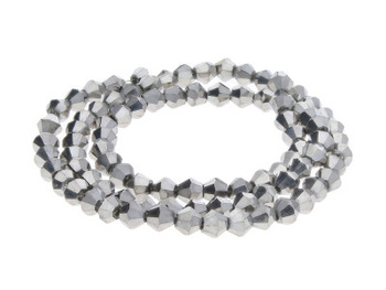 CrystaLove™ / kryształki szklane / bicone / 3mm / Dk Silver Lustered / 148szt