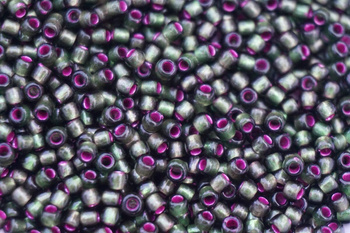 TOHO™ / Round / 11/0 / Dyed Silver-Lined / Pink Frosted Olivine / 10g / ~1100szt