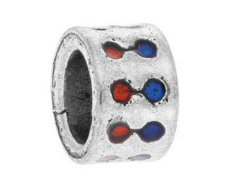 Walec z kolorowym wzorem / przekładka / 5x9mm / srebrny / otwór 6mm / 2szt