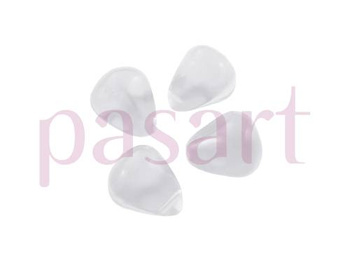 Koraliki szklane transparentne, kropla / biały / 11mm x 9mm / otwór 1mm / 4szt