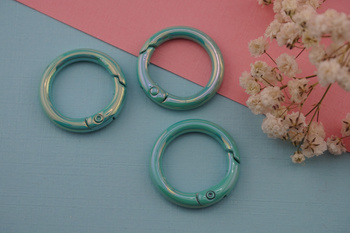 Baza breloka / kółko / metal / 25x25mm / turkusowo - niebieski / 1szt