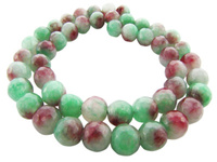 Agat, kula fasetowana 7-8mm / zielony, czerwony / otwór 1.6mm / 45szt / 1 sznur