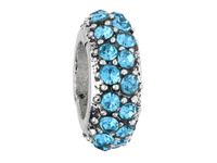 Obrączka Glamm™ / przekładka / 32 cyrkonie / 4x12x12mm / srebrny, Turquoise / otwór 6mm / 1szt