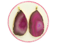 Agat / zawieszka w okuciu / plaster nieregularny / 64x37x6mm / amarantowy / 1szt