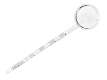 Wsuwka do włosów / z mosiądzu / kaboszon 12mm / 58x14x5mm / srebrny / 2szt