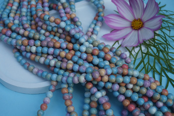 Agat barwiony Alksa Stone / multikolor pastelowy / kula / 6mm / sznur / około 60szt