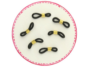 Końcówka do okularów / gumka łącznik / 20x4mm / czarny, złoty / 6szt.